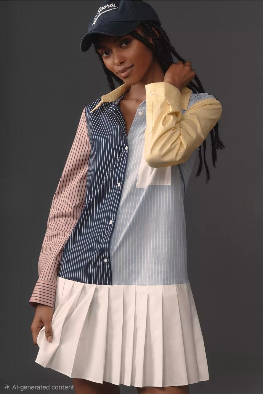 English Factory x Anthropologie Colorblock Mini Shirt Dress. Size M. Ret $140